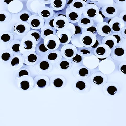 100Pcs Small Googly Wiggle Eyes 0.47inch Self-Adhesive Black White Plastic Googly Eyes for DIY Crafts Decoration Cover