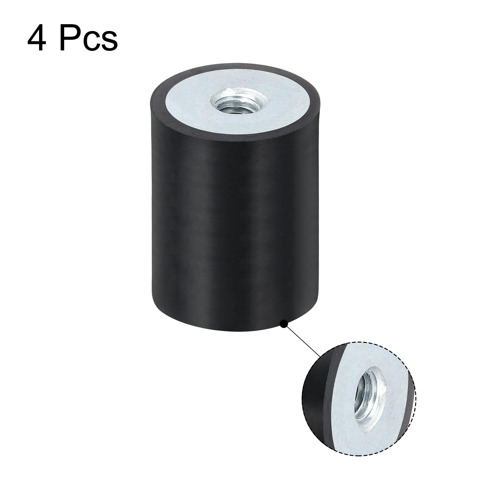 sourcing map Lot de 4 supports en caoutchouc femelle M8 30 x 40 mm, isolateurs de vibrations, remplace les coussinets anti-vibrations plats et silencieux
