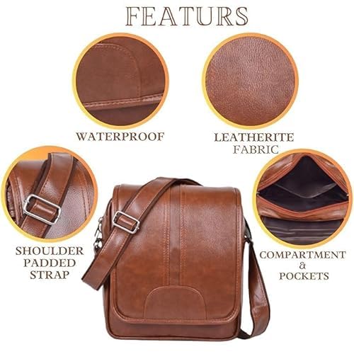 Image of Unique Side Bag One Side Shoulder Bag For Men & Women Leatherite bag Travel Bag Trendy Bag Leather Bag Office Bag
