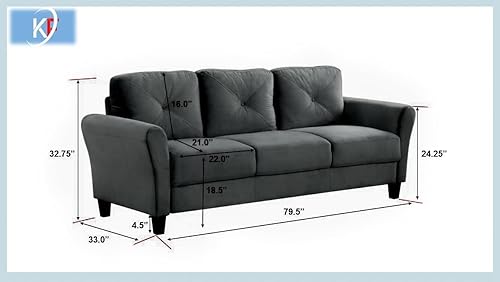 Miniatura 30 de Harper & Bright Designs Sofá individual tapizado de terciopelo con respaldo copetudo con botones, sillón moderno para sala de estar, color negro