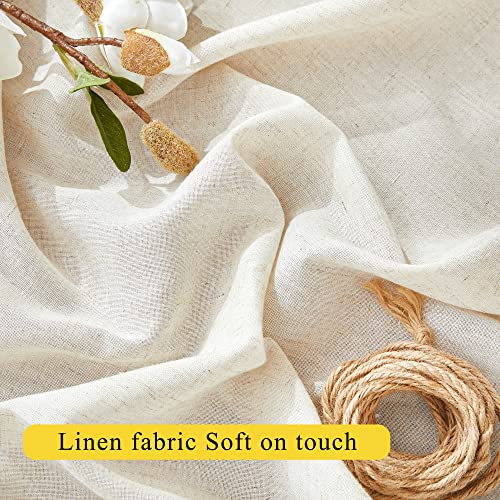 Nicetown Valances For Windows Tie Up Curtain Topper Window Valances For Kitchen, Farmhouse Style Linen Burlap Sheer With Adjustable Magic Strap Small Window Cover, 52" W X 18" L, Natural, Set Of 2 #TOP6