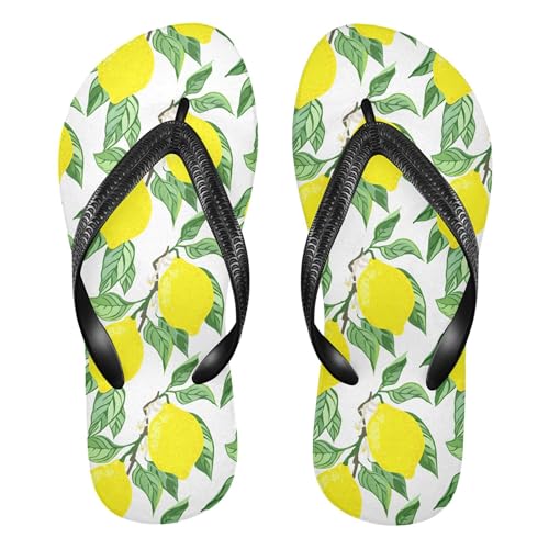 Burbuja Lemons Flip Flops for Women Men, Soft Thong Sandals Rubber Slippers for Pool Beach Essentials