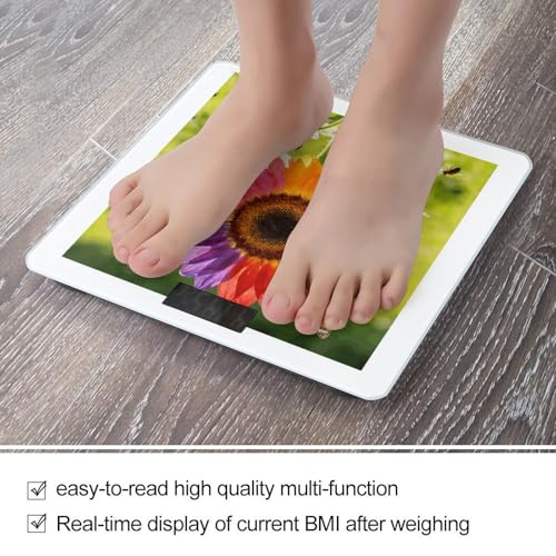 Báscula digital de baño con diseño girasol multicolor miniatura 5