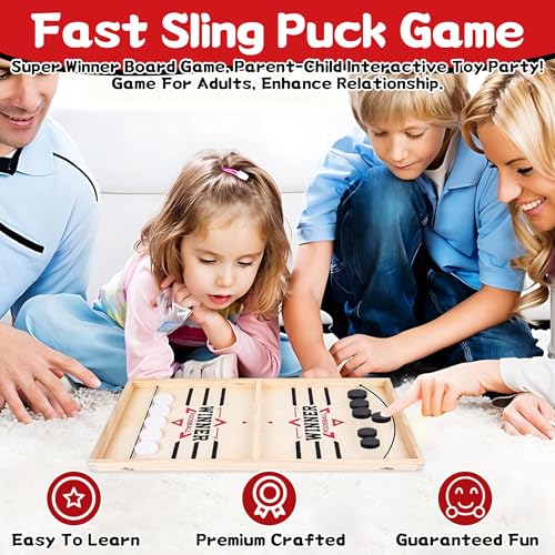 Vibbang Fast Sling Puck Spiel, 2 in1 Portable Shuffleboard Hockey Brettspiel, Tischhockey Eishockey Tischspiel, Hockey Speelgoed Fast Game Sling Pucks, Partyspiel für Eltern Kind Interaktion