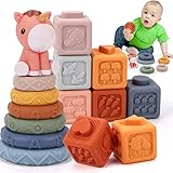 Qizebaby 赤ちゃん おもちゃ 積み木 ソフトブロック お風呂 おもちゃ スタッキングゲーム シェイプマッチング モンテッソーリおもちゃ 知育玩具 減圧グッズ 出産祝い 男の子 女の子 ギフト プレゼント 誕生日 クリスマス(ユニコーン)