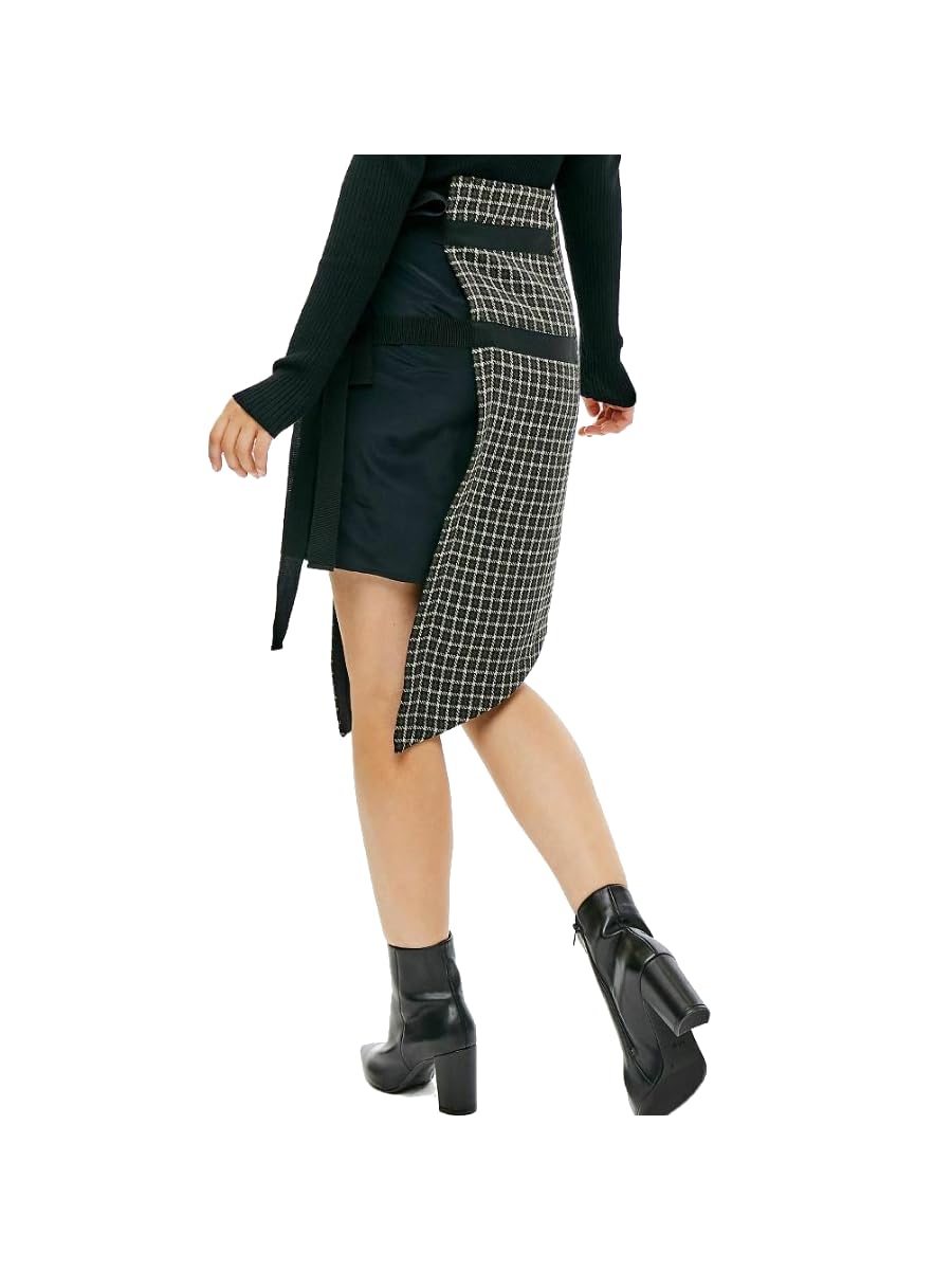 PATRIZIA PEPE Gonna a Tubino Donna British Tweed Nera Latte/Kaki (44)