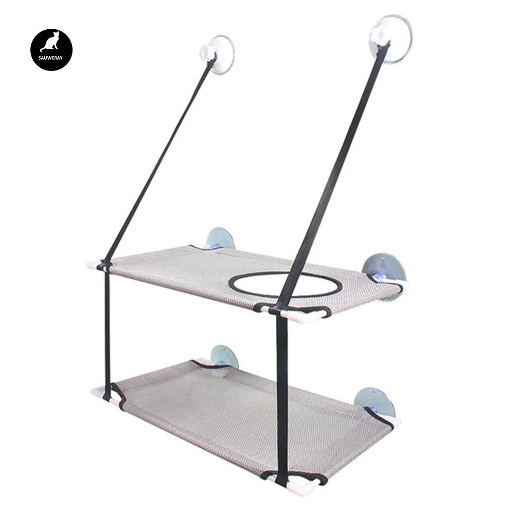 Hamac de fenêtre pour chat pour observer l'extérieur depuis un lit gris suspendu
