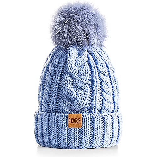REDESS Women Winter Pompom Beanie Hat with Warm...