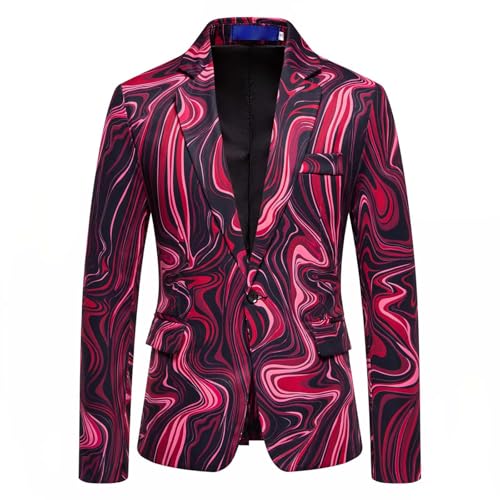 Men's Printed Suit Jacket One Button Blazer Bussiness Casual Formal Sport Coats for Wedding Party, Prom, Dinner