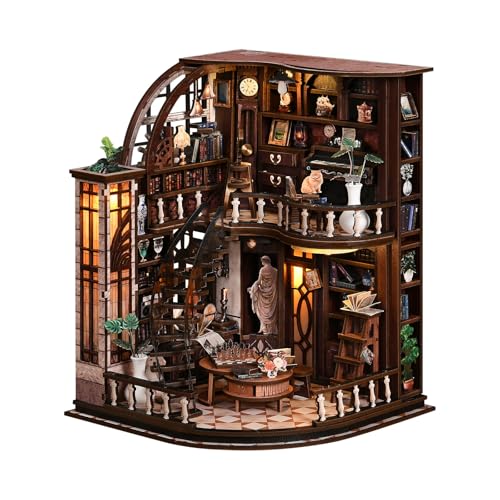 CRESYMME ミニチュアハウス ドールハウス ブックヌック キット 木製 DIY 立体 趣味 手作り（星灯図書館）