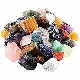 Rockcloud 1 lb Natural Crystals Raw Rough Stones for Cabbing,Tumbling,Cutting,Lapidary,Polishing,Reiki Crytsal Healing,Colorful Mixed Stones