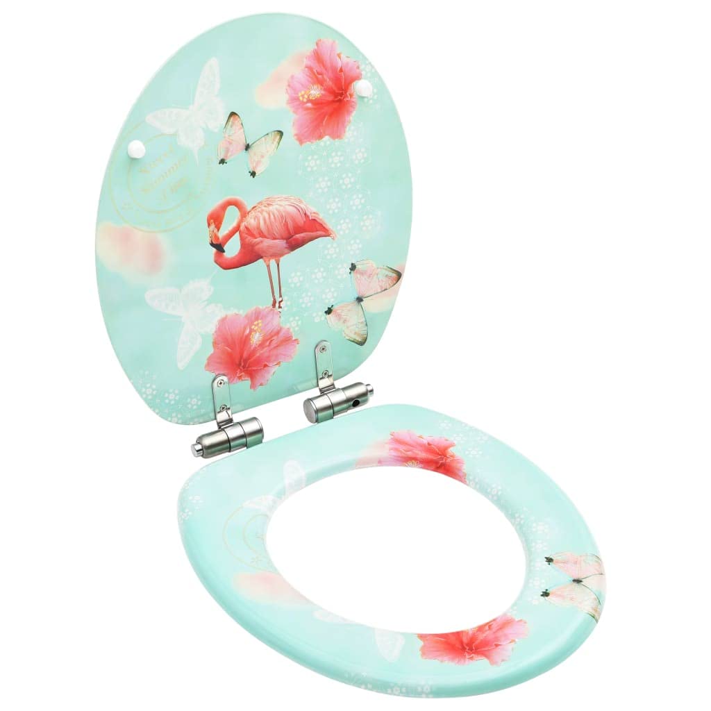 Sedile sedile WC con coperchio a chiusura morbida MDF Fenicottero rosa 02_0002933