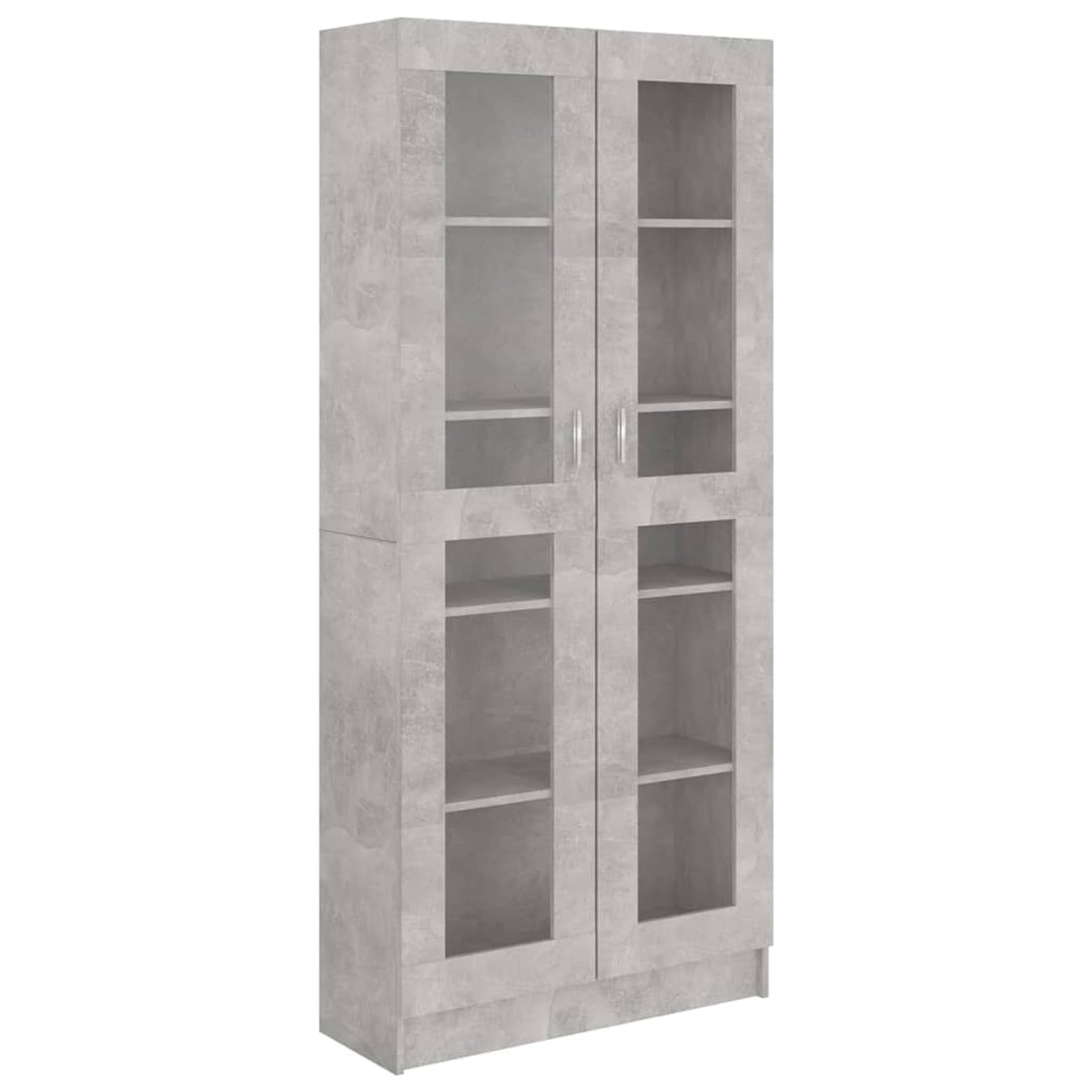 IKAYAA Armario Vitrina con 4 Compartimentos Vitrina de Cristal Vitrinas de salón Vitrinas de Exposición de Madera Contrachapada Aparador Comedor, Aparador Cocina Gris hormigón 82,5 x 30,5 x 185,5 cm