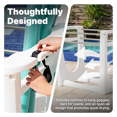 Step2 Vero Poolside Organizer, Outdoor/Indoor Waterproof Patio Furniture, Pool & Toy Storage, Made of Durable Plastic, White - image 3