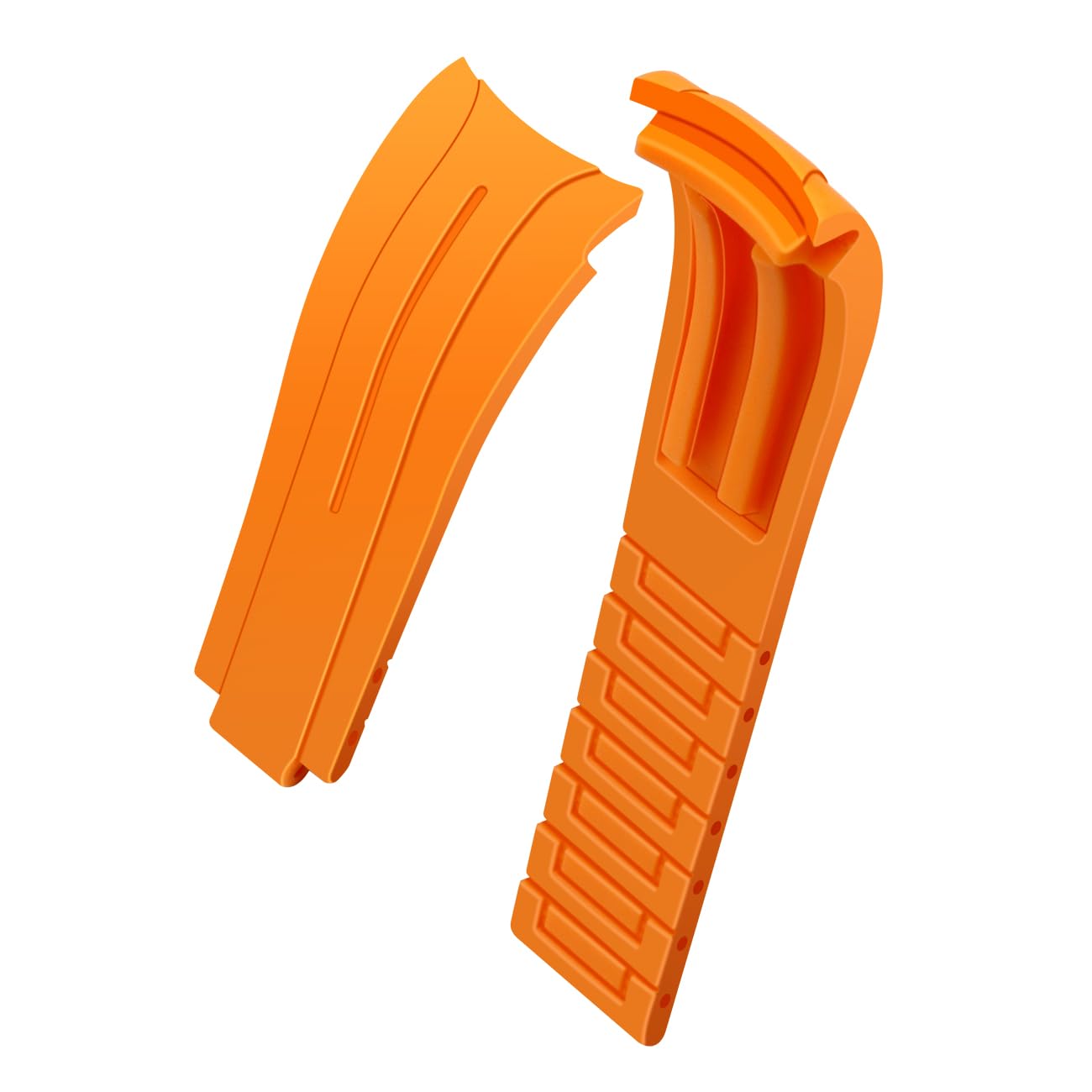 Cinturino di ricambio in silicone con estremità curva da 20 mm, cinturino di ricambio a mezza luna, fibbia in acciaio inox, per uomini e donne, arancione