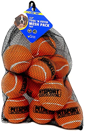 PetSport-Orange-Tennis-Ball-Dog-Toys-12-Pack-Medium-25-Pet-Safe-Felt-Rubber-Balls-with-Carrying-Bag-Play-Fetch-Chuck-or-Toss-at-Dog-Park-Fits-Standard-Ball-Launcher