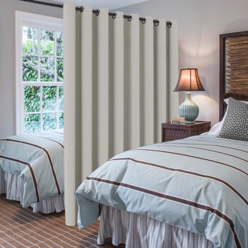 Image of H.VERSAILTEX Blackout Patio Curtains 100 x 96 Inches for Sliding Door Extral Wide Blackout Curtain Panels Thermal Insulated Room Divider - Grommet Top, 8' Tall by 8.5' Wide - Pale Oak