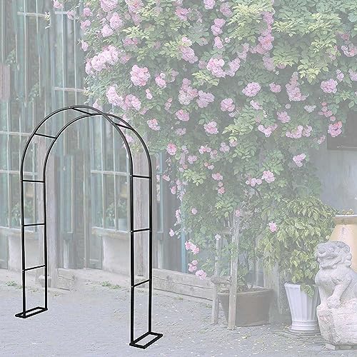 Arco de jardín de metal de 120 cm, 140 cm, 180 cm, 240 cm, 350 cm, para rosas trepadoras, soporte de enrejado para vides, color negro, 1,8 m de ancho x 2,2 m de alto, decoración decorativa de jardín