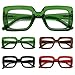 Eyekepper 5 Pack Square Reading Glasses for Women Stylish Oversize Readers Include 2 Pairs Green +2.00