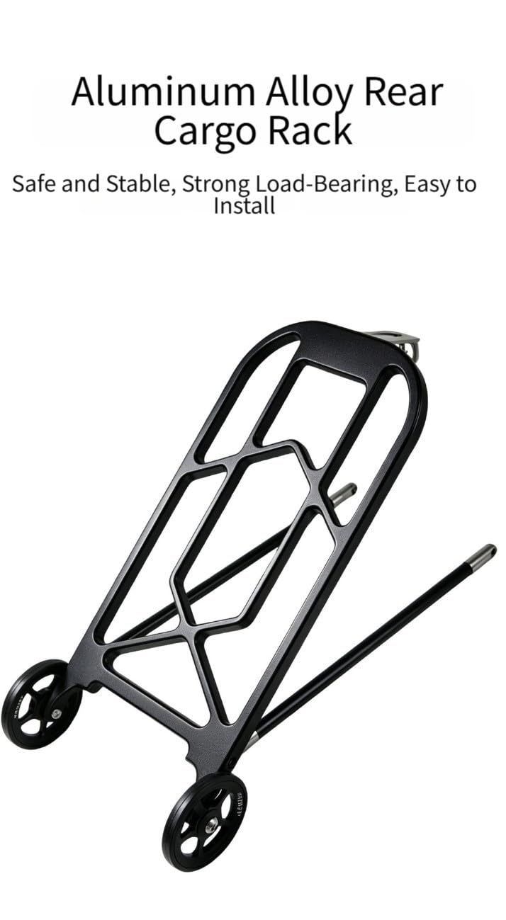 Brompton-Gepäckträger aus Aluminium, zusammenklappbar, 25 kg Tragkraft, mit Rad-Option (schwarz)