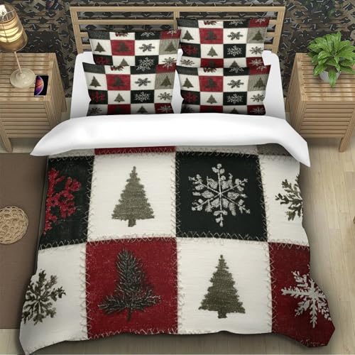 Housse de couette Noël 3D 220x240 patchwork drap de couette microfibre et taies - 5