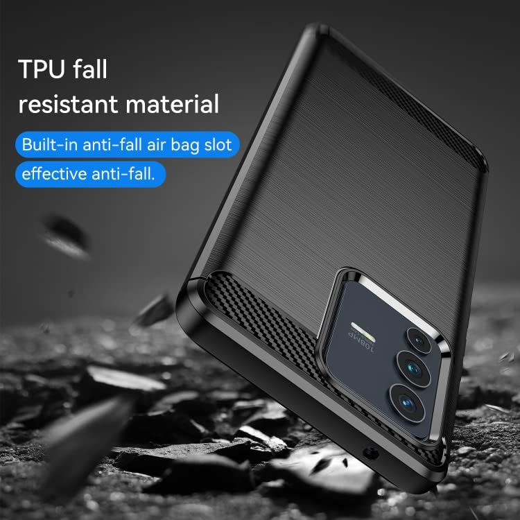Image of NPRC Hybrid Ultra Slim Protective Case TPU Non-Slip Carbon Fiber Texture Shockproof Case Cover for Vivo V23 pro - Black