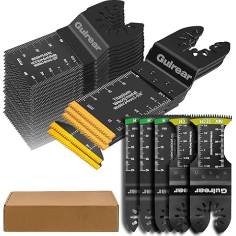 40PCS Multitool Blades kit Includes Titanium Multi Tool Blades Use in Wood Plastics Metal Cutting Removing Oscillating Blades with Quick Release Ideal Oscillating Tools Name Brands Replacement Blades Cover