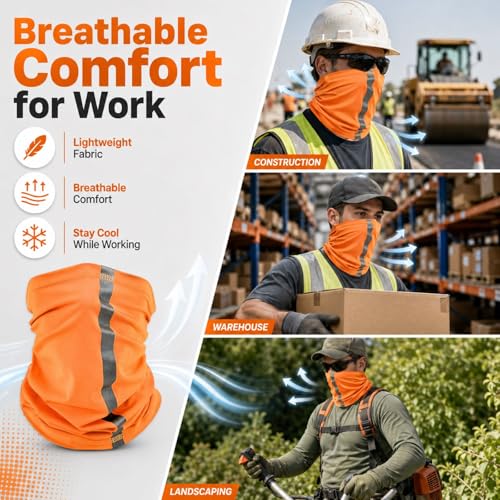Image of SATINIOR 4 Pcs Neck Gaiter Face Mask for Men Reflective Face Cover Scarf Summer UV Sun Protection Balaclava Bandana for Work