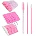 300pcs Eyelash Extension Kit Disposable micro-cotton swab brush with eyelash brush Lip brush Mascara Wand Applicator Eyelash Extension Kit Beauty Wand Kit (pink)