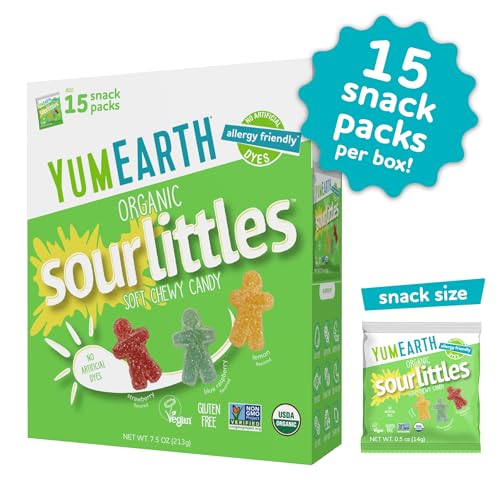 Image of YumEarth Organic Sour Littles Chewy Candy, 0.5oz Snack Packs (Box of 15)