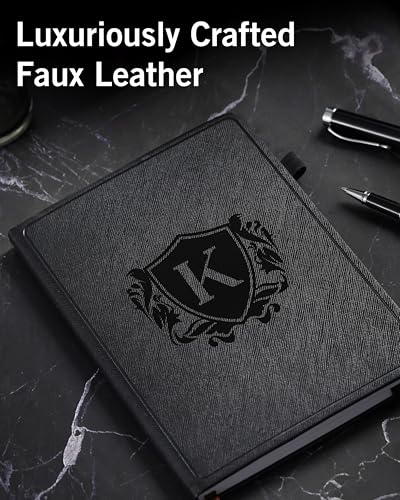Image of InnoBeta Personalized Notebook for Men, Hardcover Leather Journal for Writing, Travel, Business, Work & School, Note Taking, A5 Diary Notepad, 5.7 inchx8.3 inch Black, K