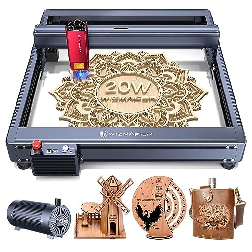 WIZMAKER L1 20W Laser Engraver with Air Assist, Laser Cutter, 120W Laser Cutting Machine, Engraving 400+ Colors on Metal Steel, Laser Engraving Machine for Wood Metal Acrylic Leather