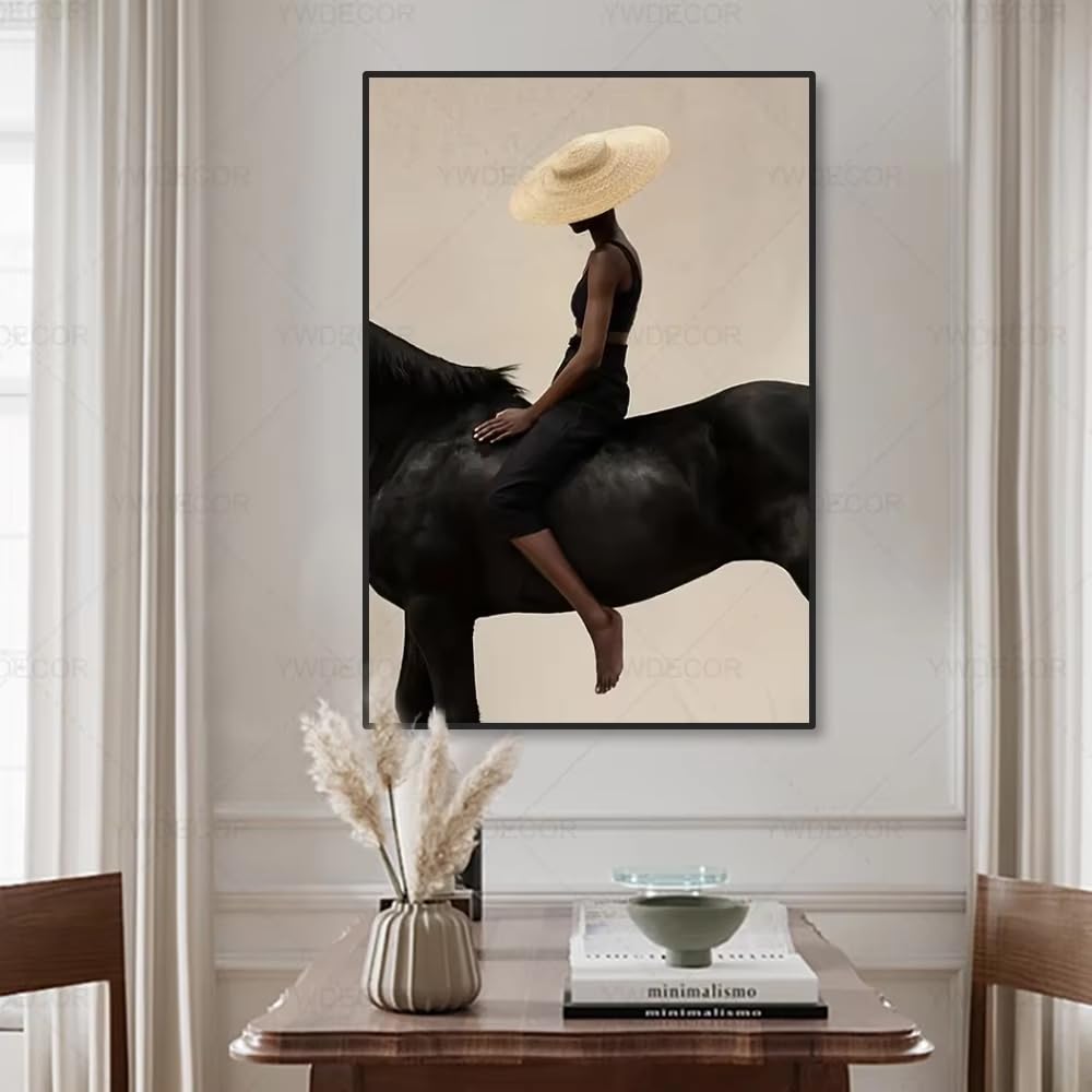 Cuadro de pared moderno con diseño de caballo negro, lienzo artístico de lujo, pintura de pared para dormitorio, oficina, sala de estar, decoración del hogar, 60 x 80 cm