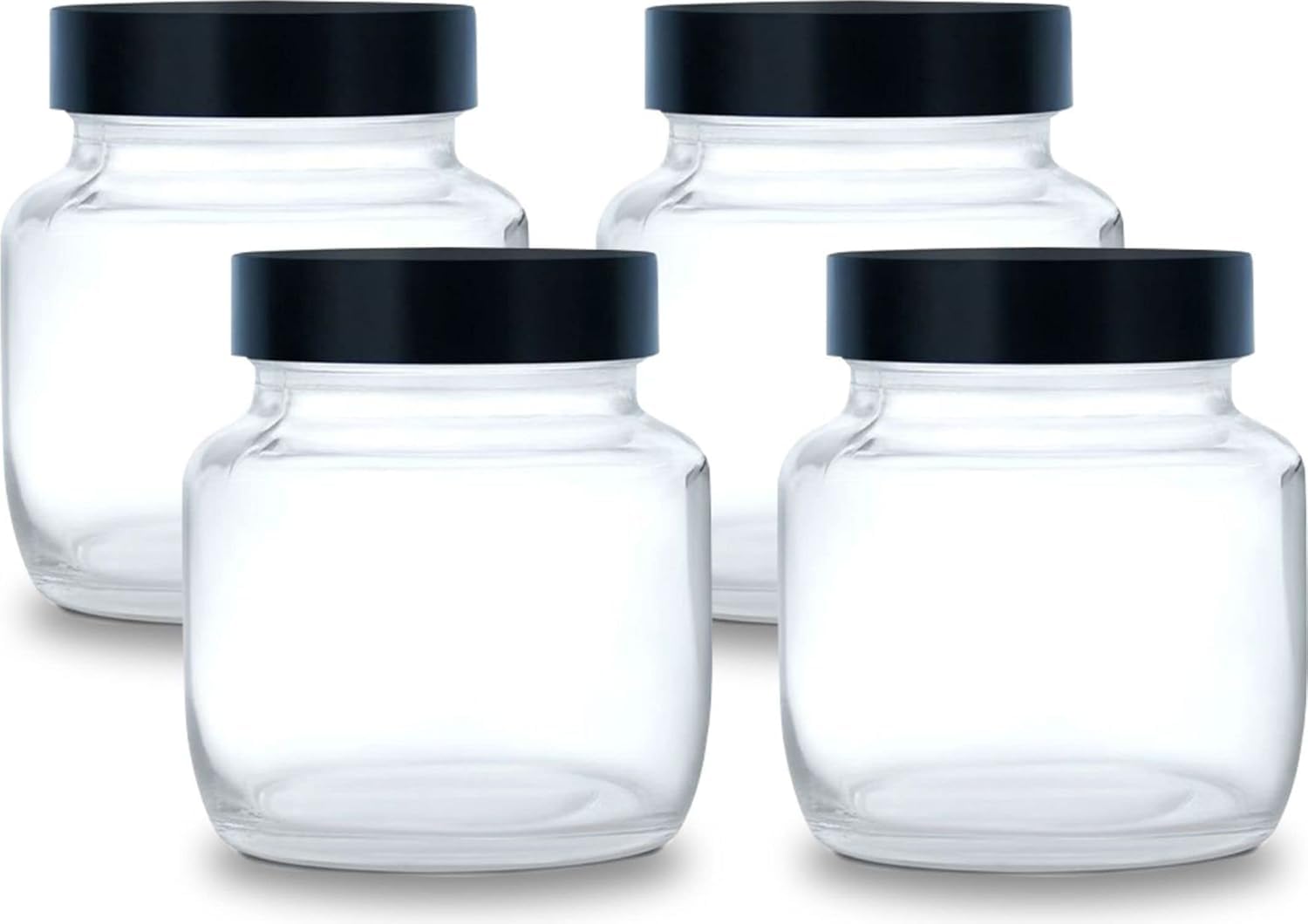 CROCO JAR glass | Round Jar 250 ml | for Storage Kitchen | Transparent Containers for Kitchen Masala, Dry Fruits | Airtight Glass Container | Premium Aluminium Plastic Cap | Pack Of 4