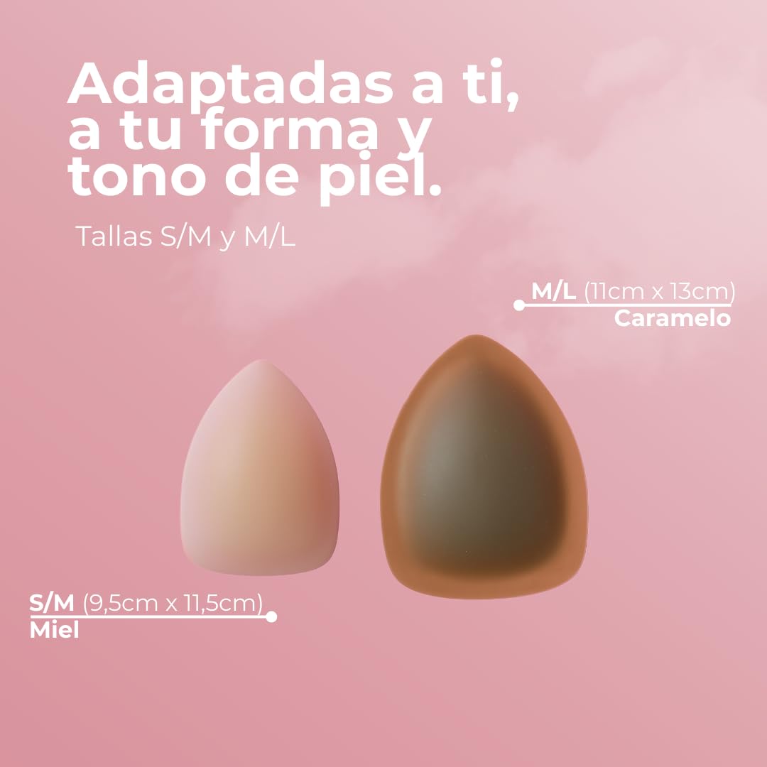 Pezoneras Invisibles Sin Adhesivo Triangulares para Escotes Pronunciados - Resistentes al Sudor - Extrafinas y Cómodas con Agarre Térmico - Incluye Estuche de Viaje Tallas SM y ML