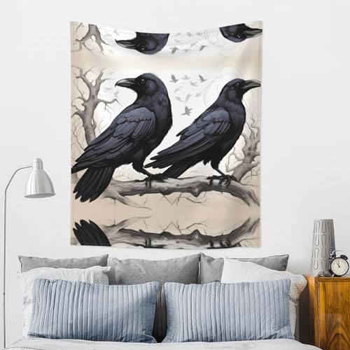 Tapiz de cuervos negros BROLEO de 152 x 129 cm para renovar paredes vacías 4