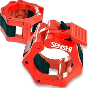 UK Warrior Red 50mm Olympic Barbell Clamp (Pair) Collar Clip Weight Dumbbell Spinlock Lift Spring Lock Weight Stopper Bar Lifting BodyBuilding