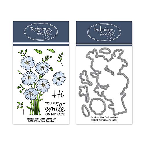 Fabulous Flax Stamp Set with Matching Dies - Stamp Die Combo | Photopolymer Stamps | Clear Rubber Stamps | Die Cuts | Crafting Dies | Metal Dies | Card Making Supplies