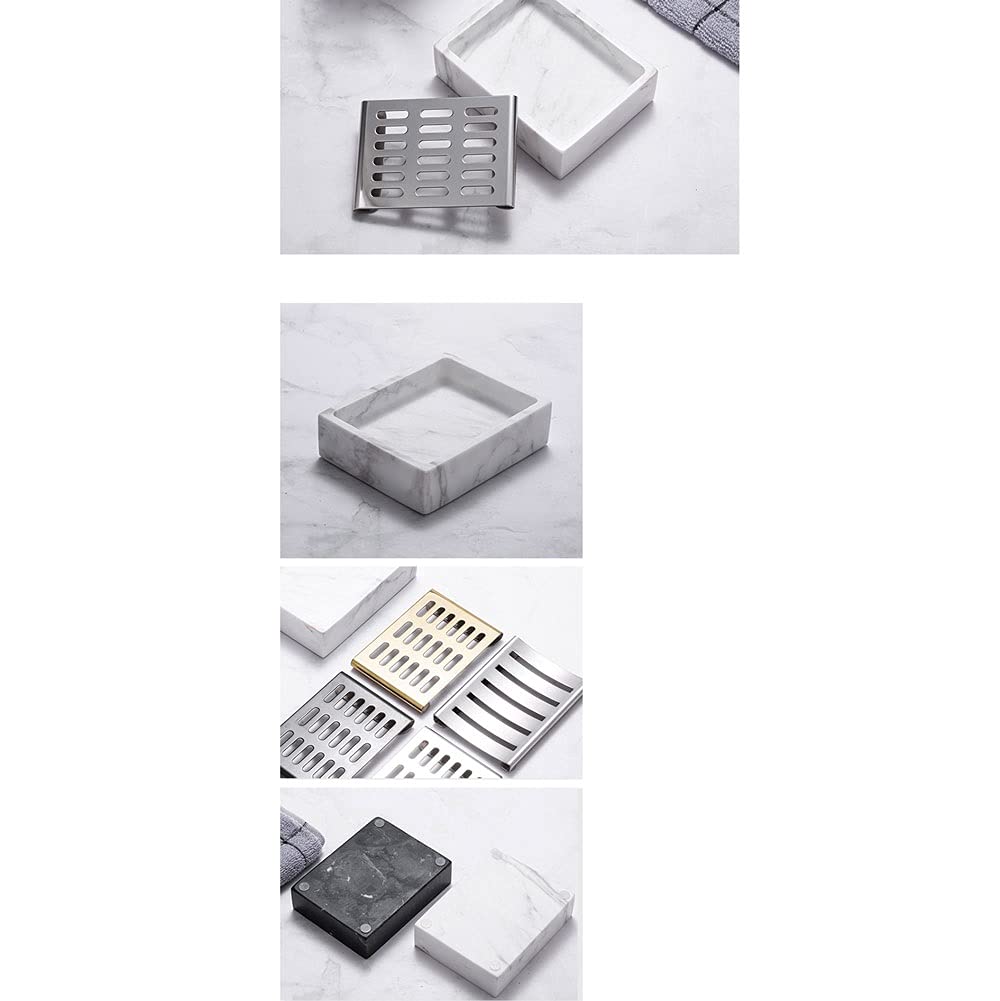 Jabonera Baño Plato de jabonera de mármol, bandeja de jabón de barra de doble capa, caja de caja de contenedores con tablero de drenaje ranurado desmontable Pequeña bandeja for baño, cocina d