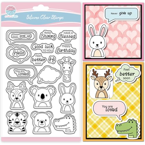 GLOBLELAND Sello transparente de dibujos animados para álbumes de recortes, chat, burbujas, sellos de silicona, saludos diarios, sello transparente para hacer tarjetas, bricolaje, repujado, diario