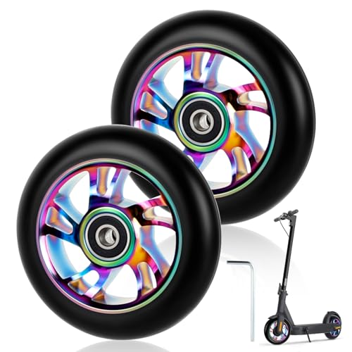 Roue de Trottinette Freestyle 110mm, 2Pcs Roues de Remplacement pour Scooter, Roue de Trottinette Électrique en PU 88A avec...