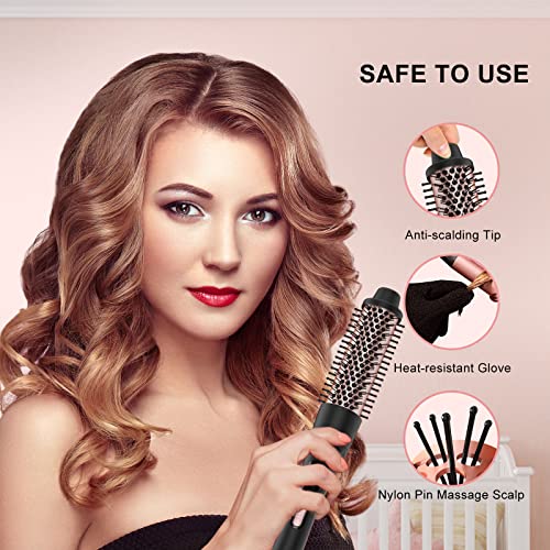 Curling Iron Set 5 In 1,Maxt Curling Wand Set Interchangeable Triple Barrel Curling Iron And Curling Brush Ceramic Barrel Wand Curling Iron(0.35”-1.25”) (Pink) #TOP4