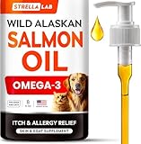 STRELLALAB Salmon Oil for Dogs & Cats - Natural Omega-3 - Skin & Coat Support - Liquid Food Supplement for Pets - Fatty Acids for Joint Function, Immune & Heart Health - 8 (fl oz) Pure Salmon