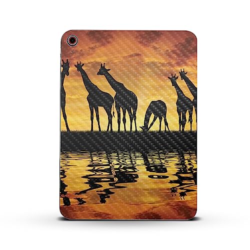 Image of MightySkins Carbon Fiber Skin Compatible with Apple iPad 10.9 inch 10th Gen (2022) Full Wrap Kit - Glamour Giraffes | Protective, Durable Textured Carbon Fiber Finish | Easy to Apply | Made in The USA