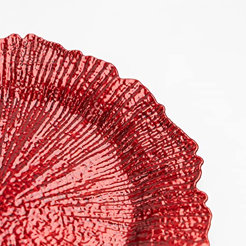 Juego de 12 platos decorativos redondos rojos de plástico miniatura 6