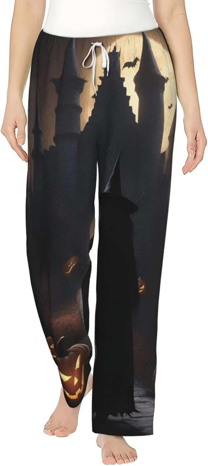 Halloween Goth Print Women'S Flannel Pajama Pants,Soft Warm Pajama Bottoms,Perfect For Holiday Lounging