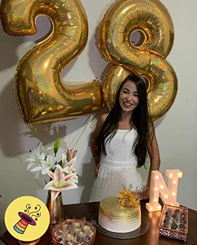 Image of Atpata Funky 2 Number Golden Foil Balloon 40 inch Size Birthday Decoration Items | Happy Birthday Decoration Kit | 2nd Year Birthday Party Anniversary Wedding Decorations