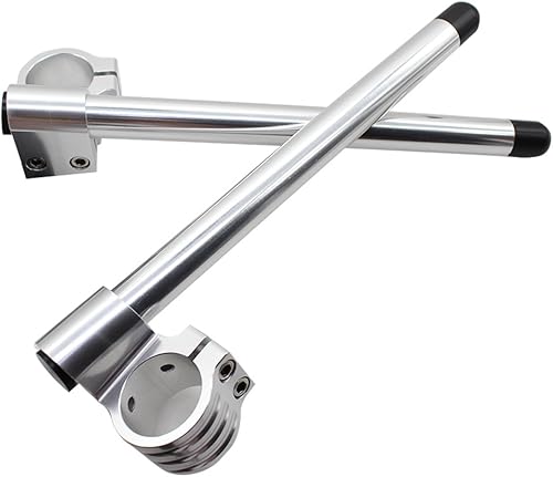 Miniatura 4 de 1" Elevador 1.457 in Clip en Manillar Fit Horquilla Tubo 1.417 in Racer Motocicleta Manillar Barras 78", 1.457 in Clip on CNC Plata