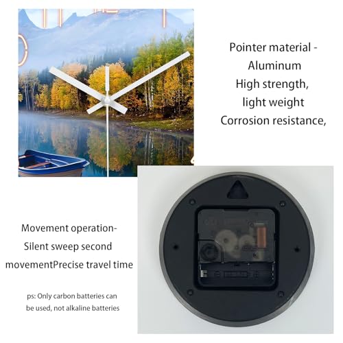 Image of XFM Large Natural Landscape Glass Wall Clock 20 Inch | Silent Non-Ticking Battery Operated Modern Nature Lake Boat Decorative for Living Room Kitchen Bedroom Office