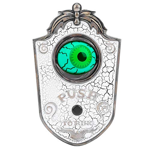 Campainha de Halloween, Aço Inoxidável Operada por Bateria, Campainha de Plástico de Olho único, Cam